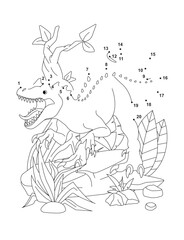 Allosaurus Connect the Dots Activity Page for Kids – Fun Dot to Dot Dinosaur Puzzle