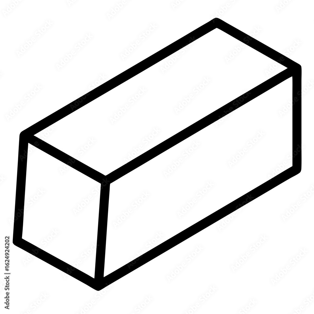Poster Simple outline drawing of a rectangular prism or brick shape on a white background