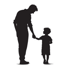 Father and child silhouette holding hands celebrating family bond silhouette