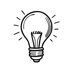 Hand-Drawn Light Bulb Sketch – Creative Idea Symbol Illustration