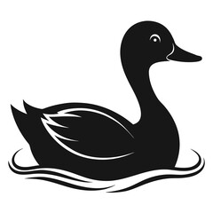 Swimming Duck Silhouette Vector