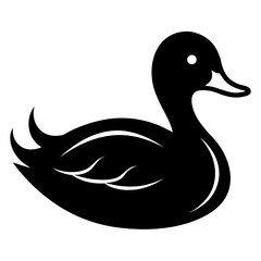 Swimming Duck Silhouette Vector