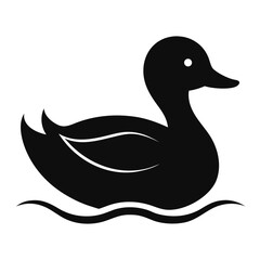 Swimming Duck Silhouette Vector