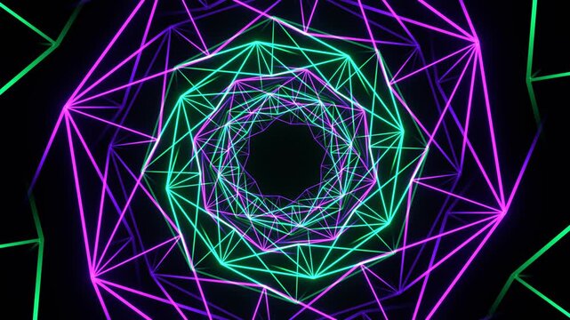 Purple and Turquoise Neon Grided Lines Background VJ Loopin in 4K