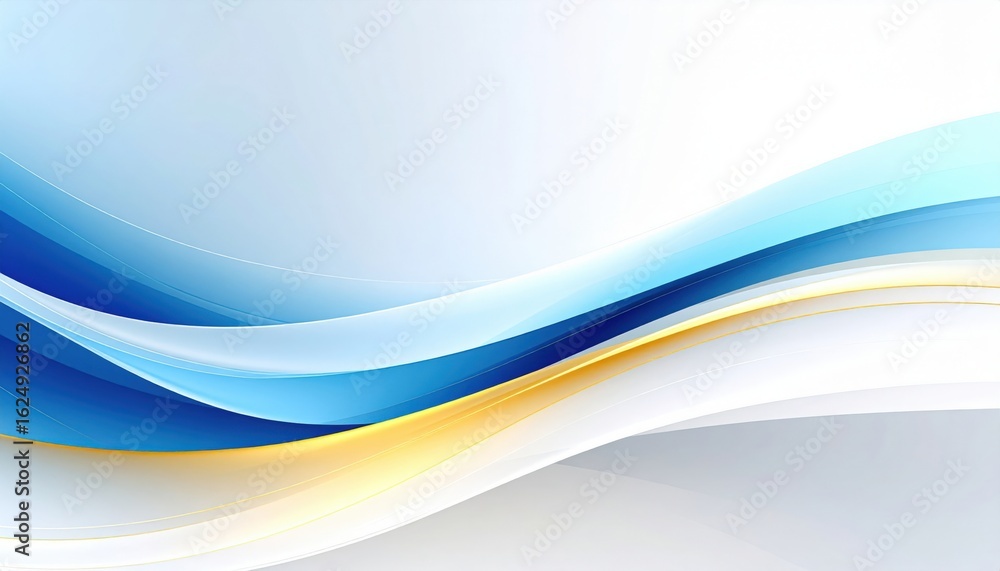 Poster dynamic flowing waves abstract background digital art blue and white color palette modern design min