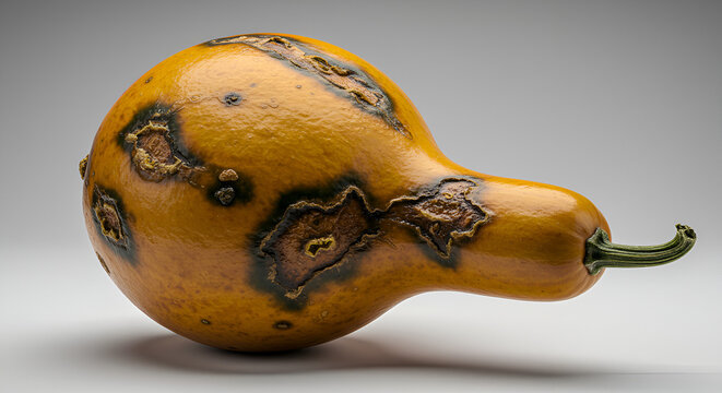 Pointed Gourd with Discolored Streaks and Viral Rot