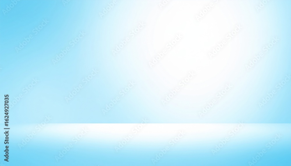 Poster bright blue background displaying soft light studio setting digital art calm environment minimalist 