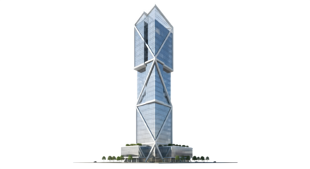 View of a modern skyscraper with geometric design style    .ai generative, transparent background, white background. isolated on white background, png, jpeg, jpg.