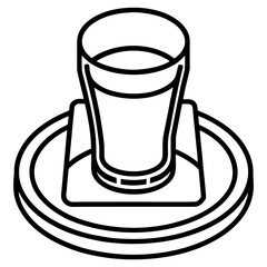 Top View Arabic Tea Glass Line Art