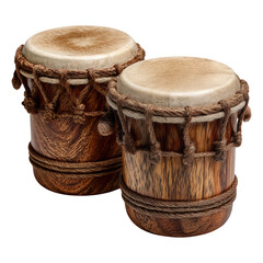 Isolated Dual Wooden Drums on Transparent Background for Creative Projects