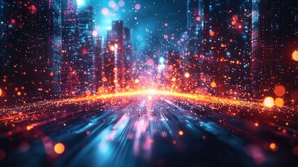 Neon Cityscape: A Futuristic Vision of Urban Light and Energy