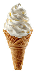 Delicious soft serve ice cream cone creamy treat dessert sweet summer indulgence isolated on transparent background