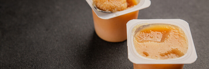 Apple puree natural product sweet dessert fresh delicious gourmet food background on the table...