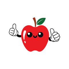 cute colorful apple vector illustration, happy cartoon apple vector graphic