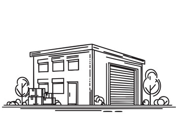 commercial storage premises sketch. illustration abstract modern urban building