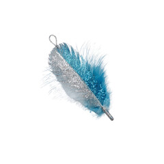Sparkling Blue and Silver Feather with Metallic Accents