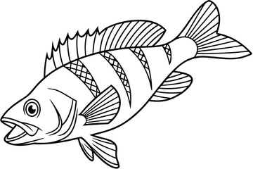 coloring page line art the perch black vector