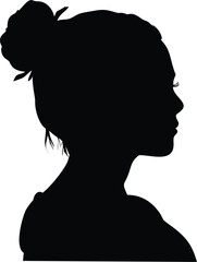 woman with messy bun hair vector silhouette