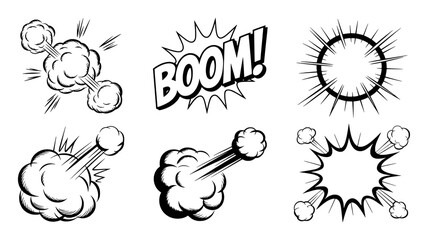 Comic book explosion sound effects and speech bubbles boom © ThephotoLab