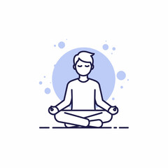Man in Meditation Pose, Simple Line Art Style