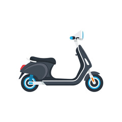 Sleek Dark Gray Electric Scooter with Blue Accents, Side View