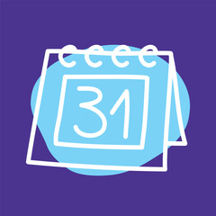 Doodle calendar schedule icon hand drawn with thin line and colorful blob. Vector illustration