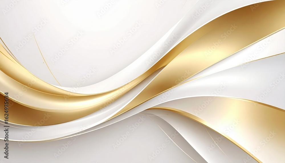 Poster dynamic golden waves flowing across a soft white background abstract design digital art minimalist s