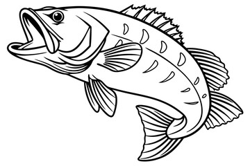 coloring page line art the bass black vector