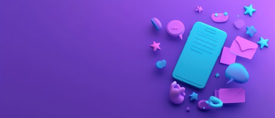 Modern 3D Render: Smartphone with Social Media Icons