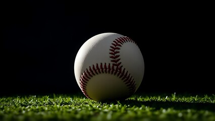Baseball isolated on a black background with dramatic lighting, creating an intense and focused visual effect.