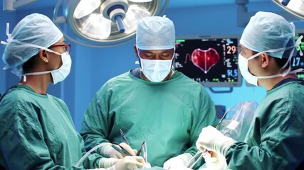 A dedicated team of diverse surgeons working together on a complex heart surgery in a state-of-the-art operating room - Powered by Adobe