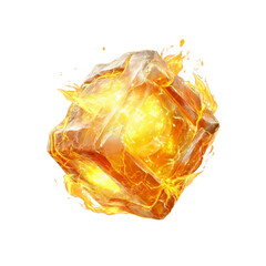 Fiery Cubic Crystal Glowing Ember Gemstone with Flames