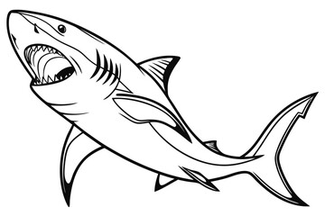 coloring page line art the bull shark fish black vector