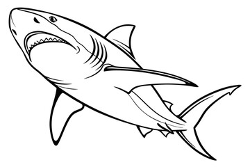 Fototapeta premium coloring page line art the bull shark fish black vector