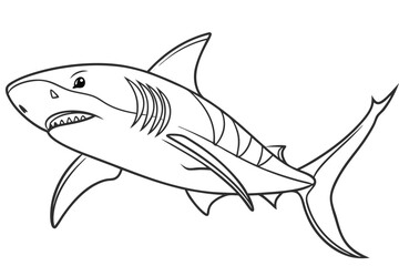 coloring page line art the bull shark fish black vector