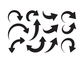 Collection of hand drawn arrow silhouettes vector isolated on white background