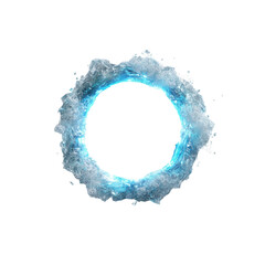 Abstract Circular Water Frame Glowing Teal and Ice Blue Water Ring