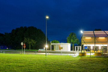 The border crossing between Denmark and Germany in Padborg with view to german side at evening