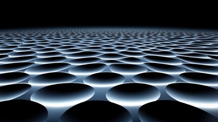 Abstract Digital Landscape:  A mesmerizing expanse of undulating, luminous ovals receding into the dark abyss.  A study in form, light, and shadow.