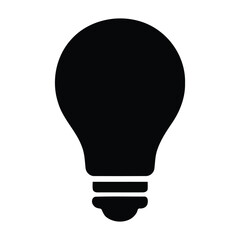 Simple black silhouette of a light bulb isolated on a white background isolated on white background