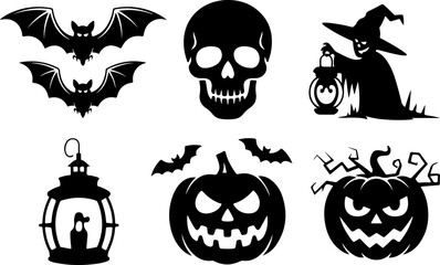 Halloween silhouettes Bat Flight Skull Glow Haunted Lantern Glow Pumpkin Horror Witch’s Night Creepy Pumpkin 