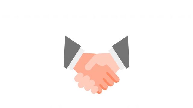 Animated two people shaking hands in flat icon style, suitable for partnership agreement, business collaboration concept illustrations