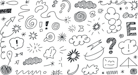 Hand-Drawn Anime Doodle Elements – Grunge Vector Scribbles, Arrows, Bubbles & Emotion Effects