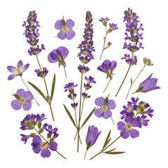 Beautiful lavender and violet flowers, perfect for adding a touch of nature to your creative projects, invitations, or branding materials. Add a delicate and elegant floral touch today