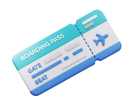 Get ready for takeoff with this vibrant boarding pass design, perfect for travel blogs, vacation promotions, and modern aviation themes