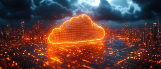 Cloud Computing over Futuristic Cityscape