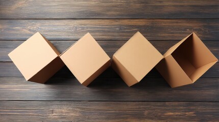 Minimalist composition of opened delivery packages, conveying online shopping convenience for app interfaces or service advertisements.