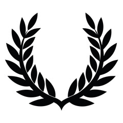 Black Laurel Wreath Isolated on White Background Symbolizing Success and Victory