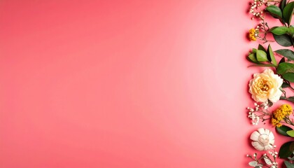 Fototapeta premium Floral arrangement artistic display studio photography pink background close-up aesthetic beauty and serenity