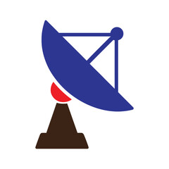 Stylized satellite dish antenna receiving signal isolated on white background